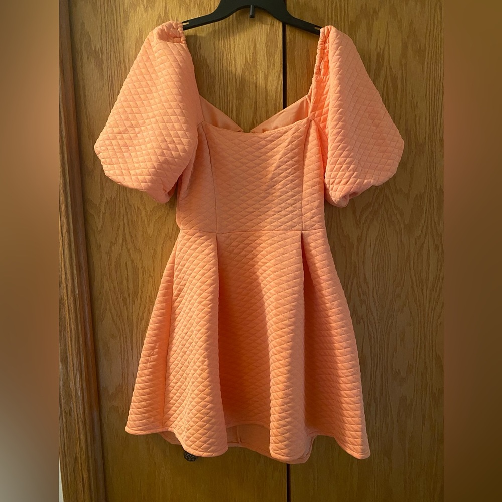 Peach Orange ASOS Puff Sleeve Dress